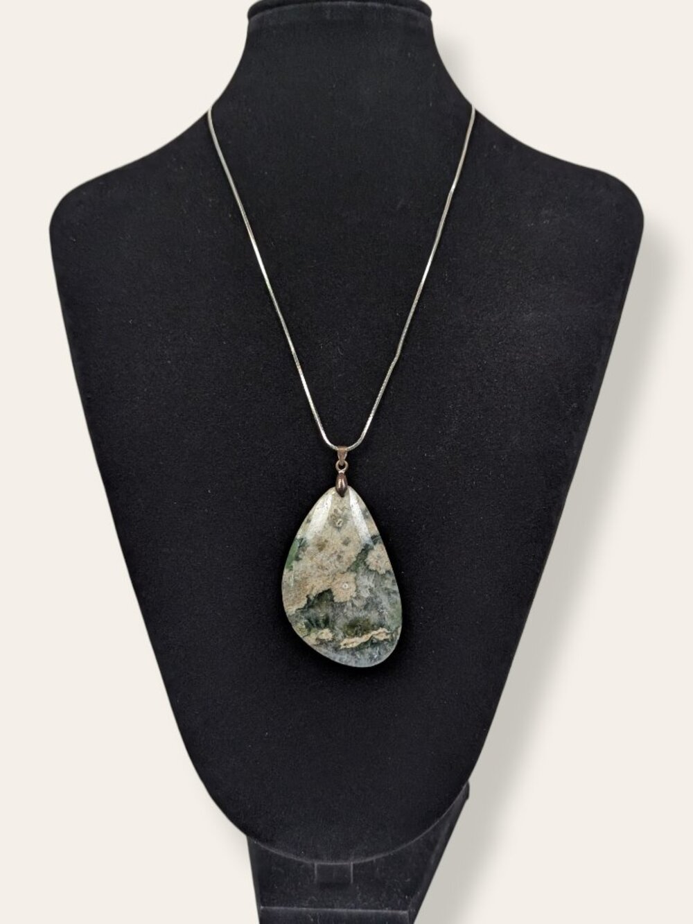 Chunky Moss Agate Pendant Necklace